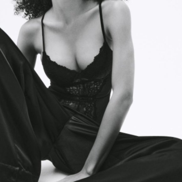 Black Lace Push-Up Thong Bodysuit H&M women's size 34A - Picture 7 of 10